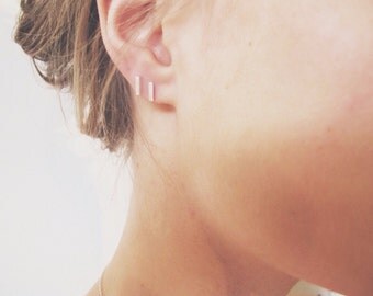 Delicate Bar Earrings - Sterling Silver Ear Studs - Simple Stud Earrings - Every Day Studs - Minimal Jewellery - Sterling Silver Studs