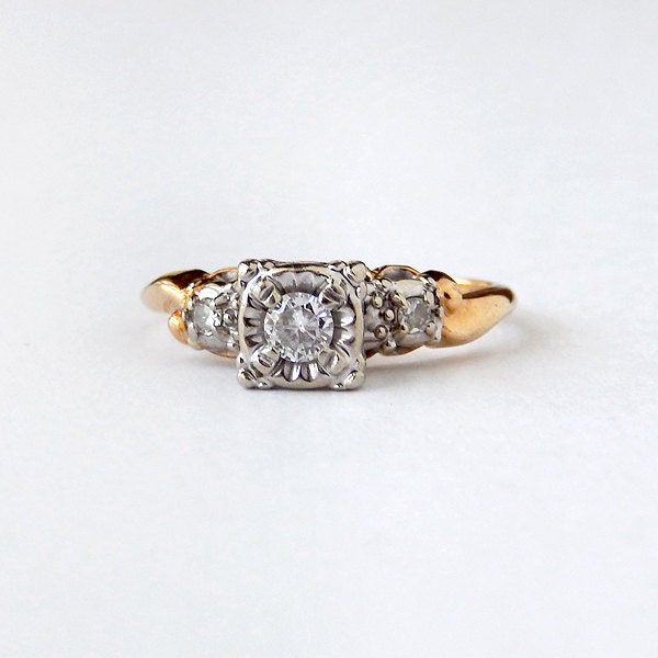 1950s wedding ring white gold