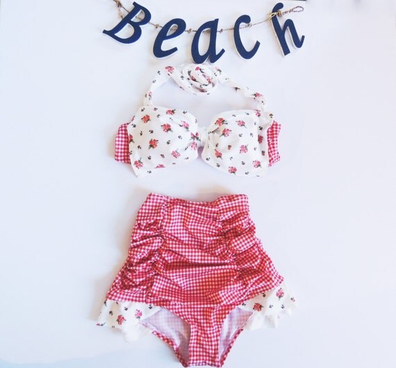 High Waisted Bow Bikini bottoms Ladies DiVa Bow Bandeau Halter