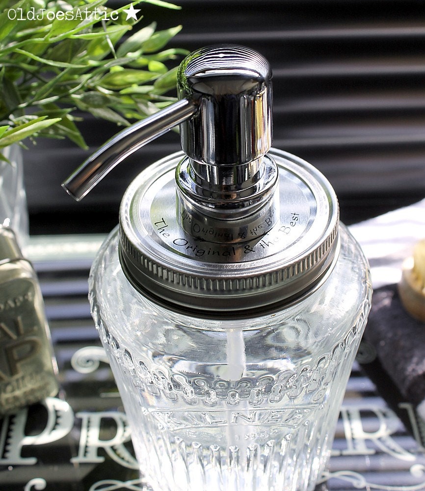 Kilner Vintage Glass Preserve Jar Soap Dispenser with Chrome