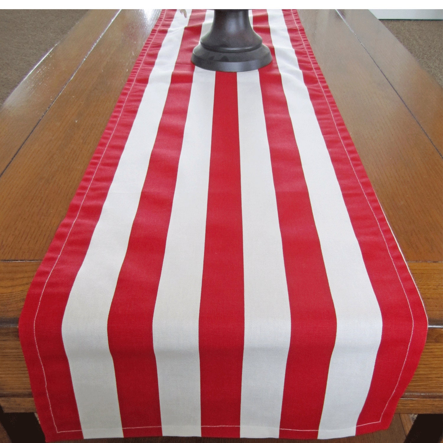 Red and White Striped Table Runner Christmas Valentines Day