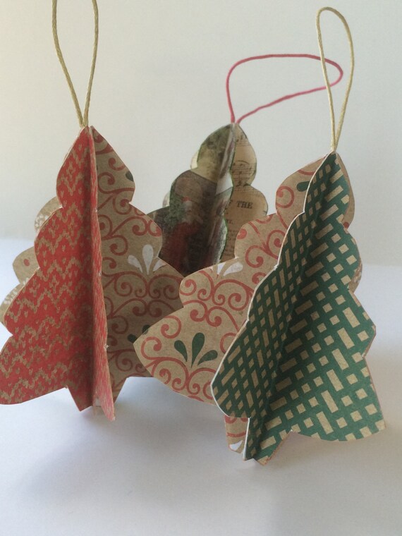 Christmas tree paper ornament folded paper tree ornament set