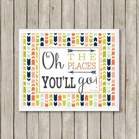 print oh the places youll go graduation quote wall art
