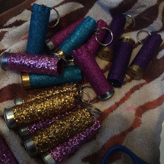Shotgun shell keychain with glitter by TheRusticSkull on Etsy