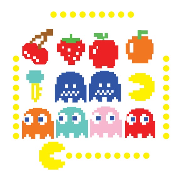 Pac Man Wall Decal Sticker Set of 16 for Car Window