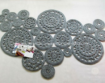 Grey, cotton cord, round rug, crochet rug, crochet carpet, knitted carpet, knitted rug, home & decor, furniture, floor decoration, floor,