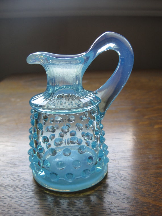 Fenton Blue Opalescent Hobnail Glass Cruet No Stopper