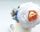 Kanzashi Fabric Flower headband. White/Yellow/Blue.Rose.Peony.