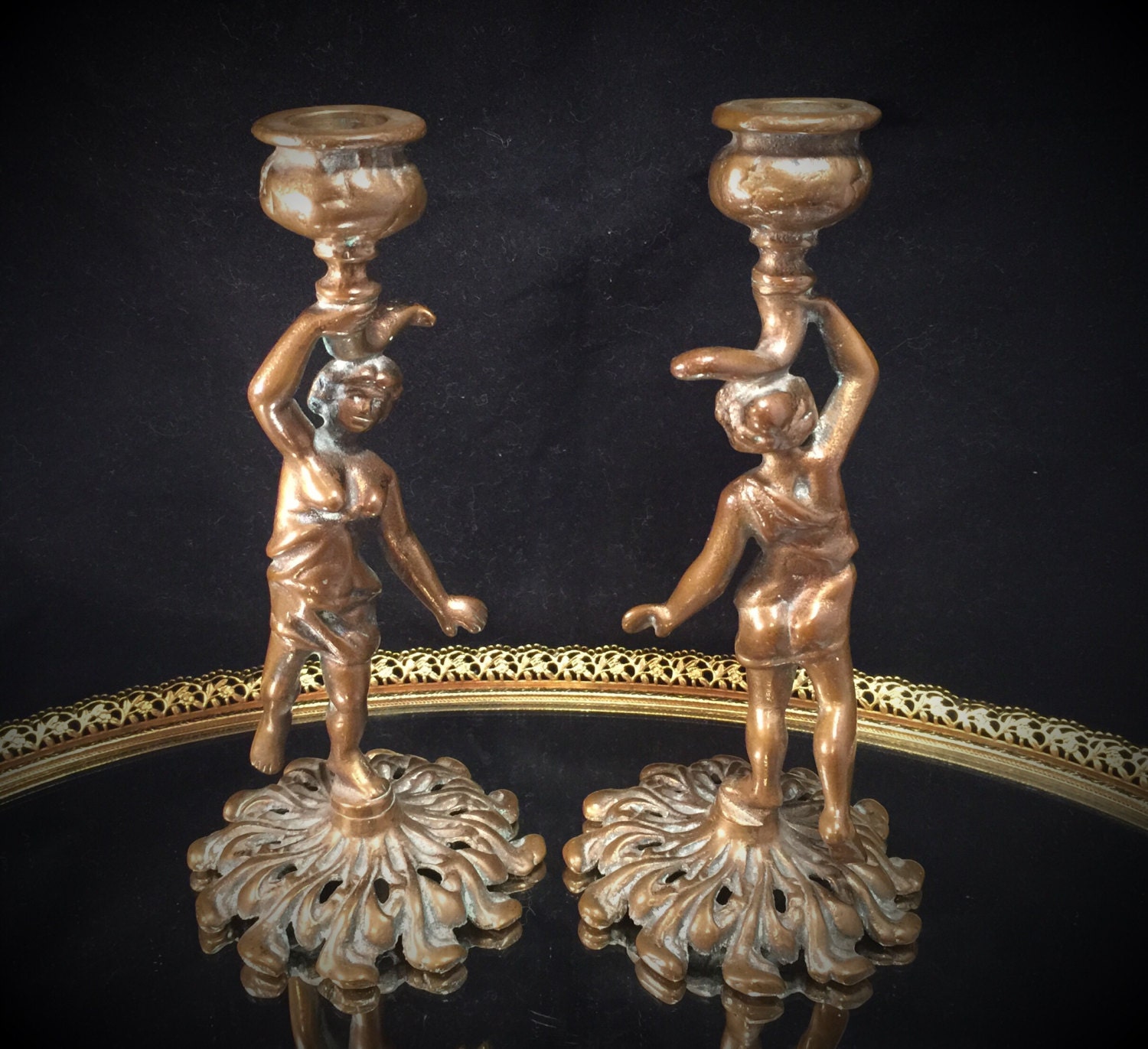 Vintage Bronze Nude Candle Holder Sticks S My Xxx Hot Girl