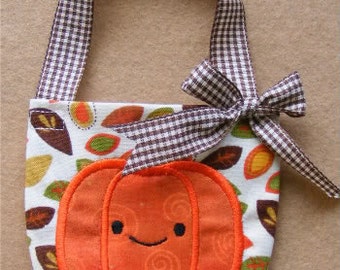 Mini Smiling Pumpkin Bag Embroidery Machine Design for the 4x4 hoop