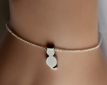 Cat Bracelet, Rhodium plated Tiny Cat Bracelet, Silver Cat Bracelet, gift for her, Bridesmaids Bracelet Gifts jewelry