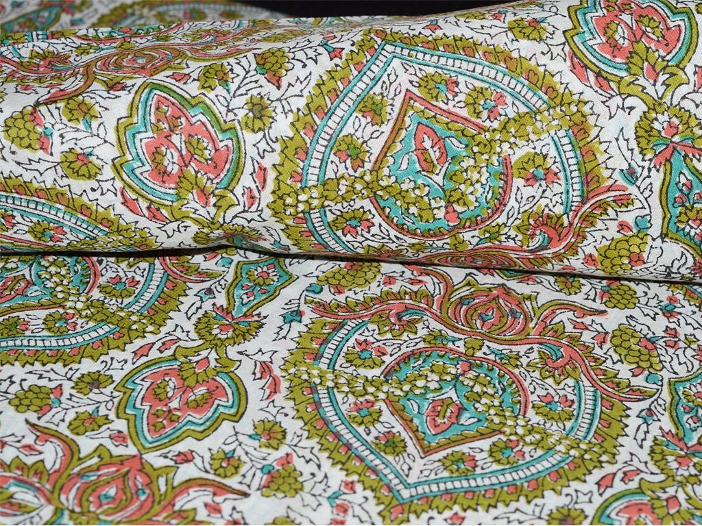Vegetable Dye Cotton Fabric Block Printed by Indianlacesandfabric