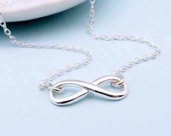 Sterling Silver Infinity Necklace, Silver Infinity Jewelry, Friendship Necklace, Dainty Infinity Necklace, Eternity Necklace Silver