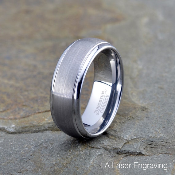 Tungsten Carbide Wedding Band Brushed 8mm by LALaserEngraving