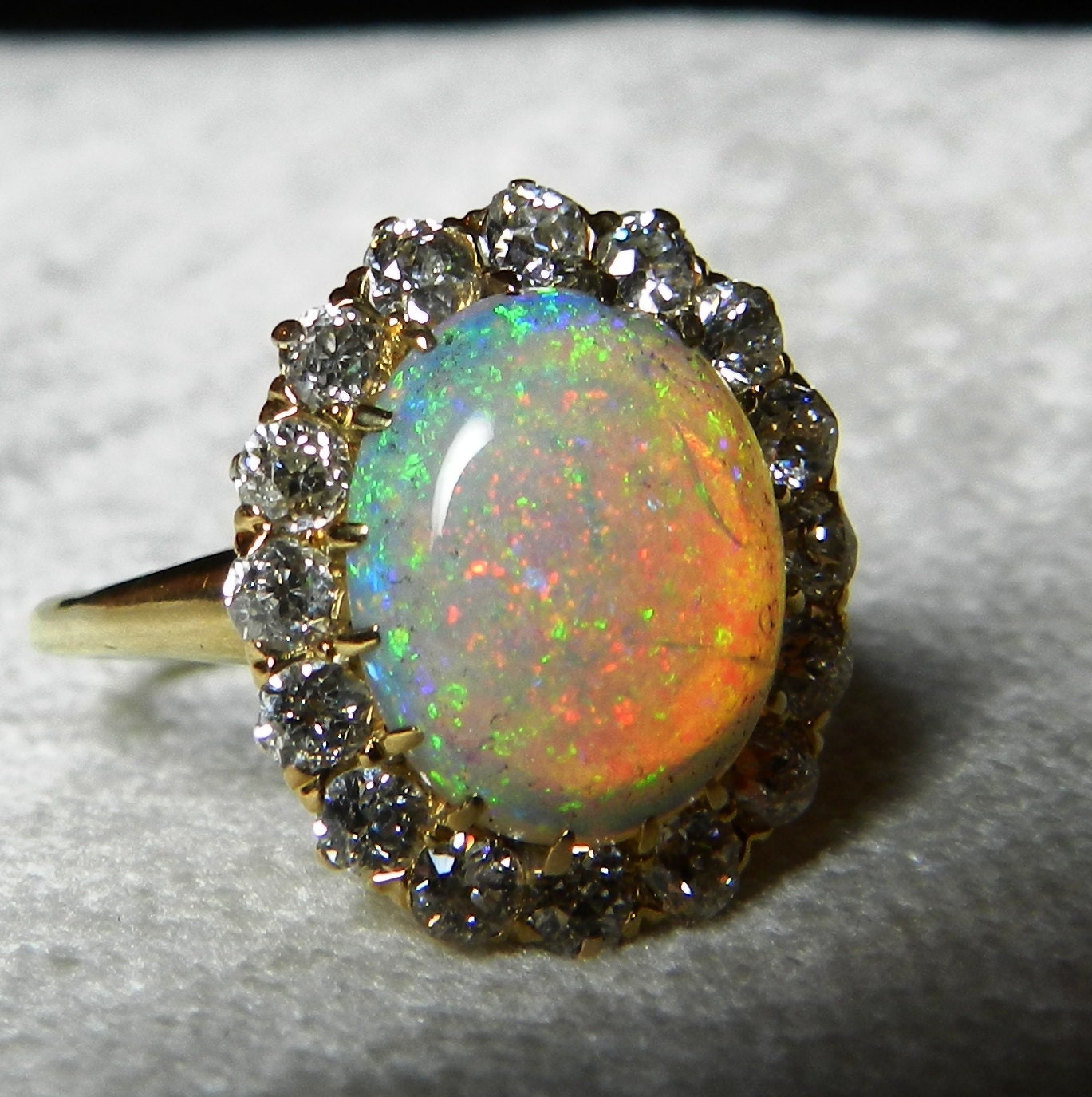 Antique 3.0 Carat Fine Opal Engagement Ring 1.6 by DiamondSoulShop