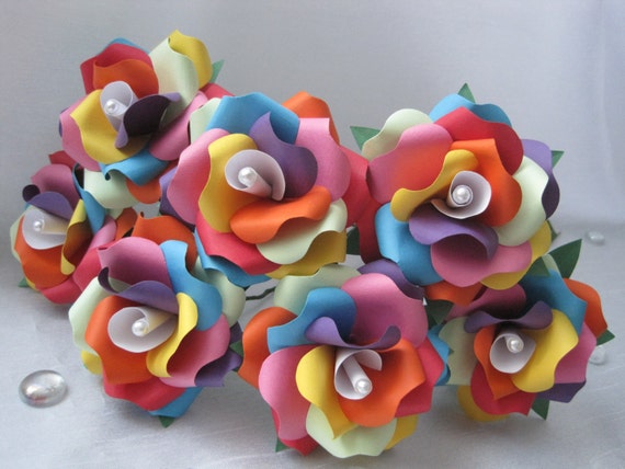 Rainbow Flowers Rainbow Roses Wall Flowers Paper Flowers