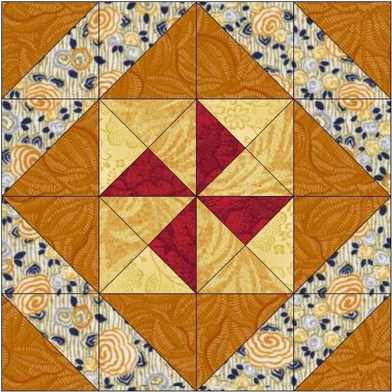 Mosaic Spin Block Pattern Quilt Block Instant Download