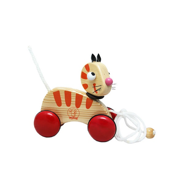 Wooden Pull Along Toy Cat