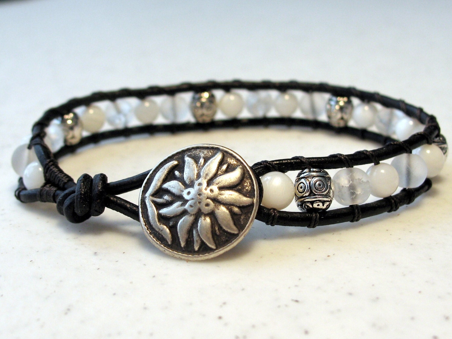 Plus Size Bracelet for women Beaded wrap bracelet Black