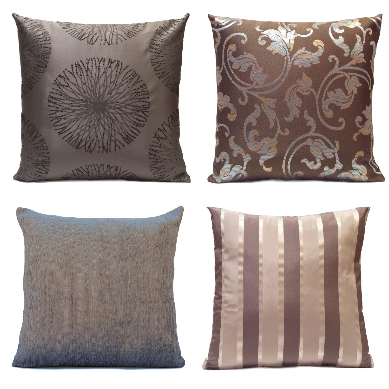 Silver & Purple Gray Pillow Throw Pillow Cover by SHPillows