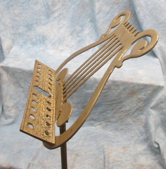 Ornate Brass Lyre Sheet Music Stand Art Deco Adjustable