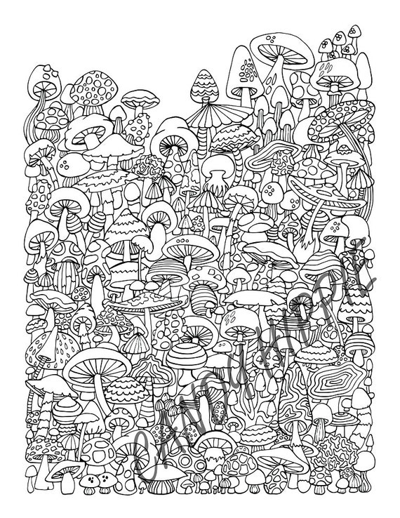 mushroom adult coloring pages printable