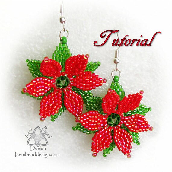 bead pattern christmas poinsettia earrings with faceted bead pattern christmas poinsettia earrings with faceted