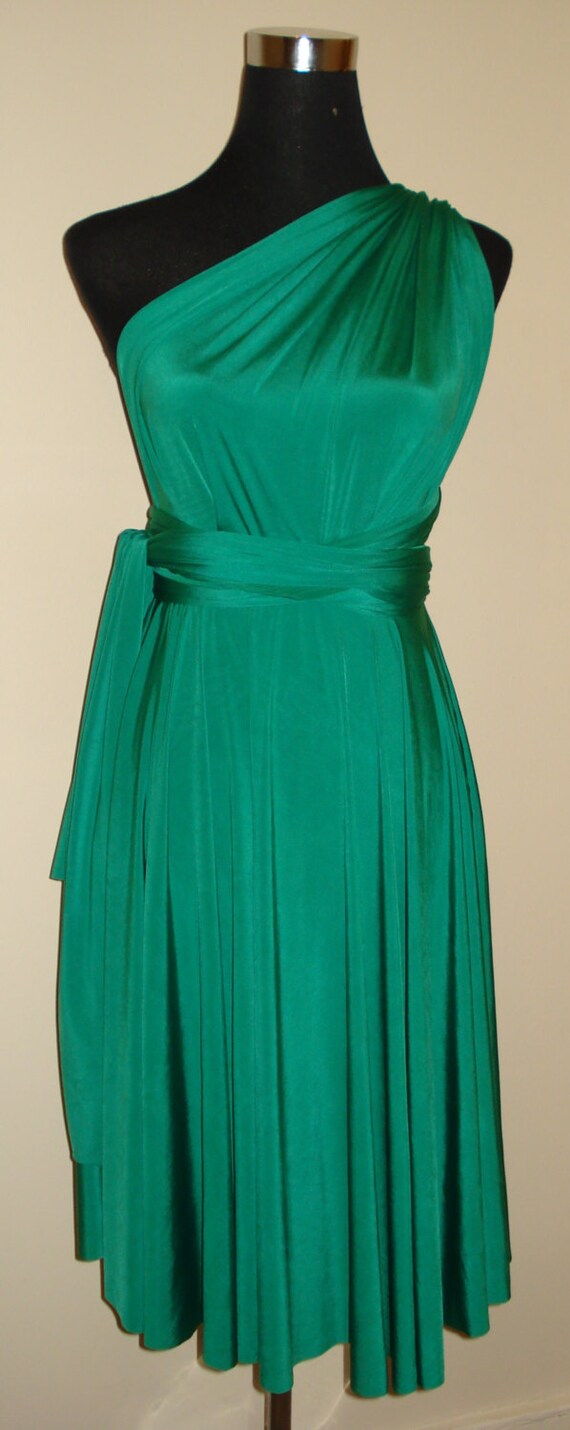 Emerald green knee length infinity dress bridesmaid wedding