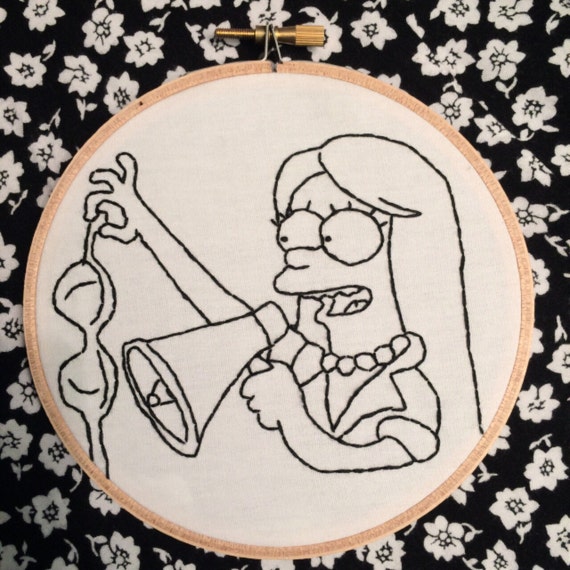 5 Feminist Marge Simpson Embroidery Hoop By Lilacdawnthreads