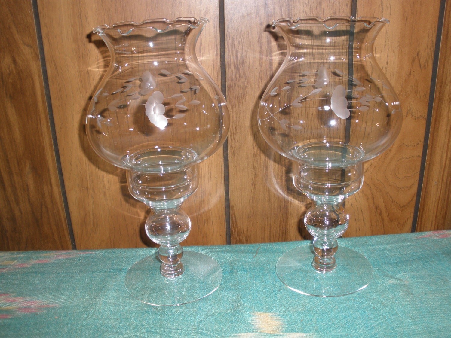 Princess House Heritage Etched Crystal Candle Hurricane Lamp