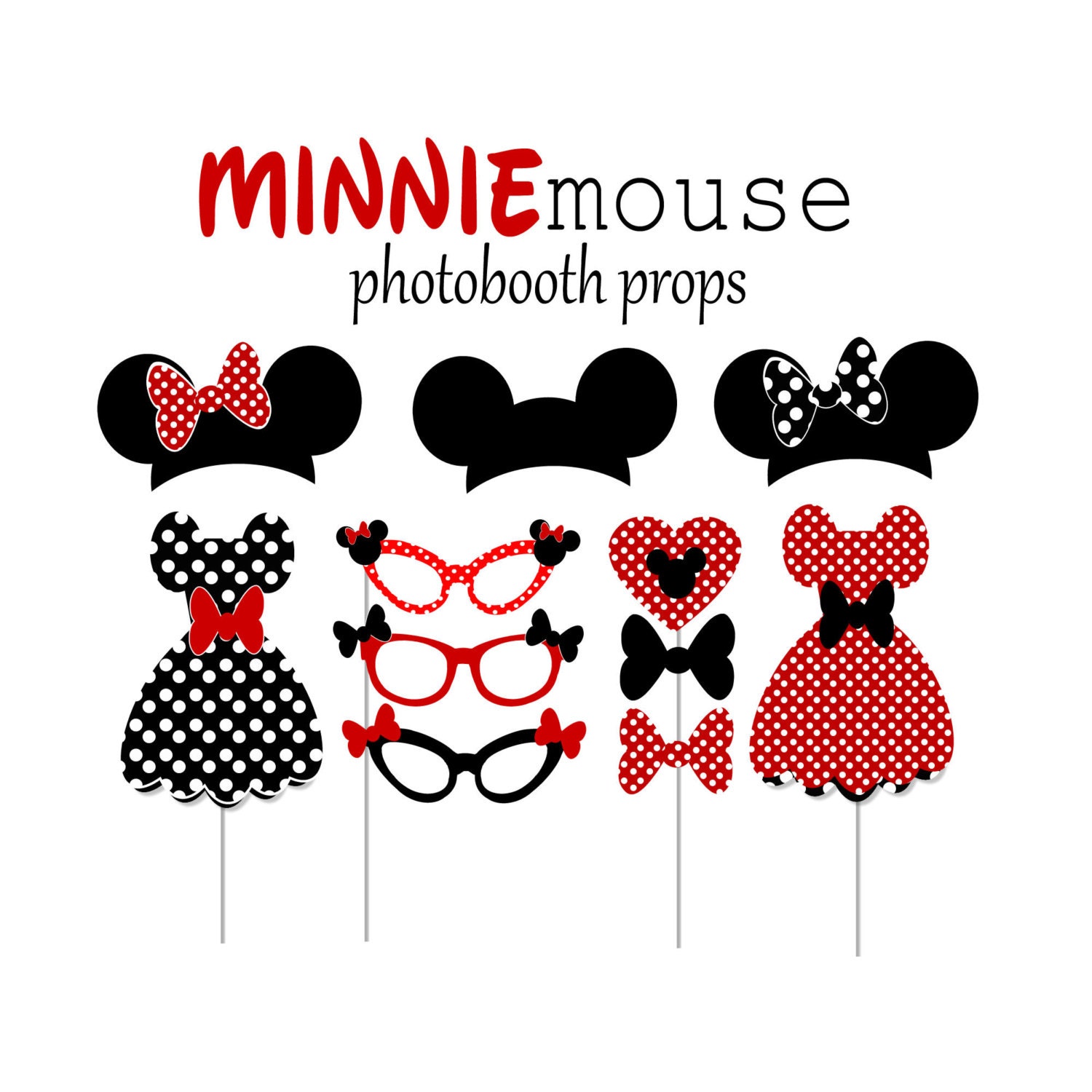 Minnie Mouse Photo Booth Props for Birthdays or by MaaddHappyMedia