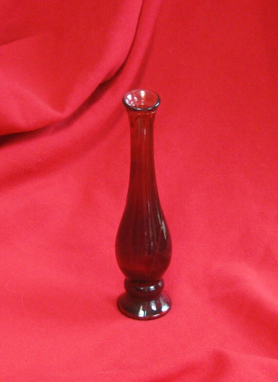 ruby RED GLASS bud VASE by ProperLadyVintagePro on Etsy