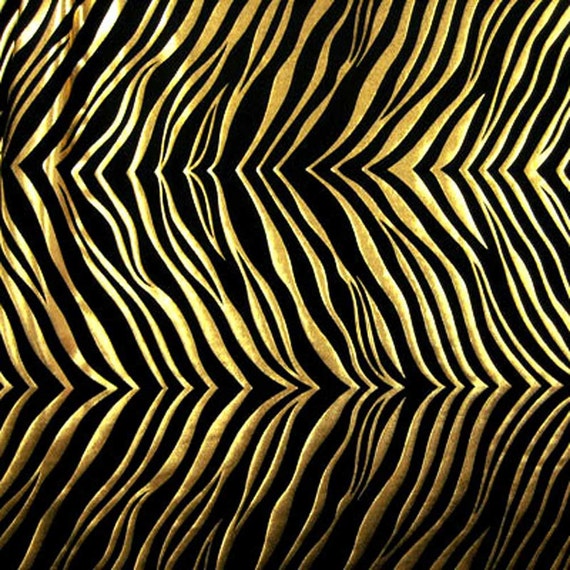 Gold Metallic Spandex Zebra Print 60 in. Width Fabric By the