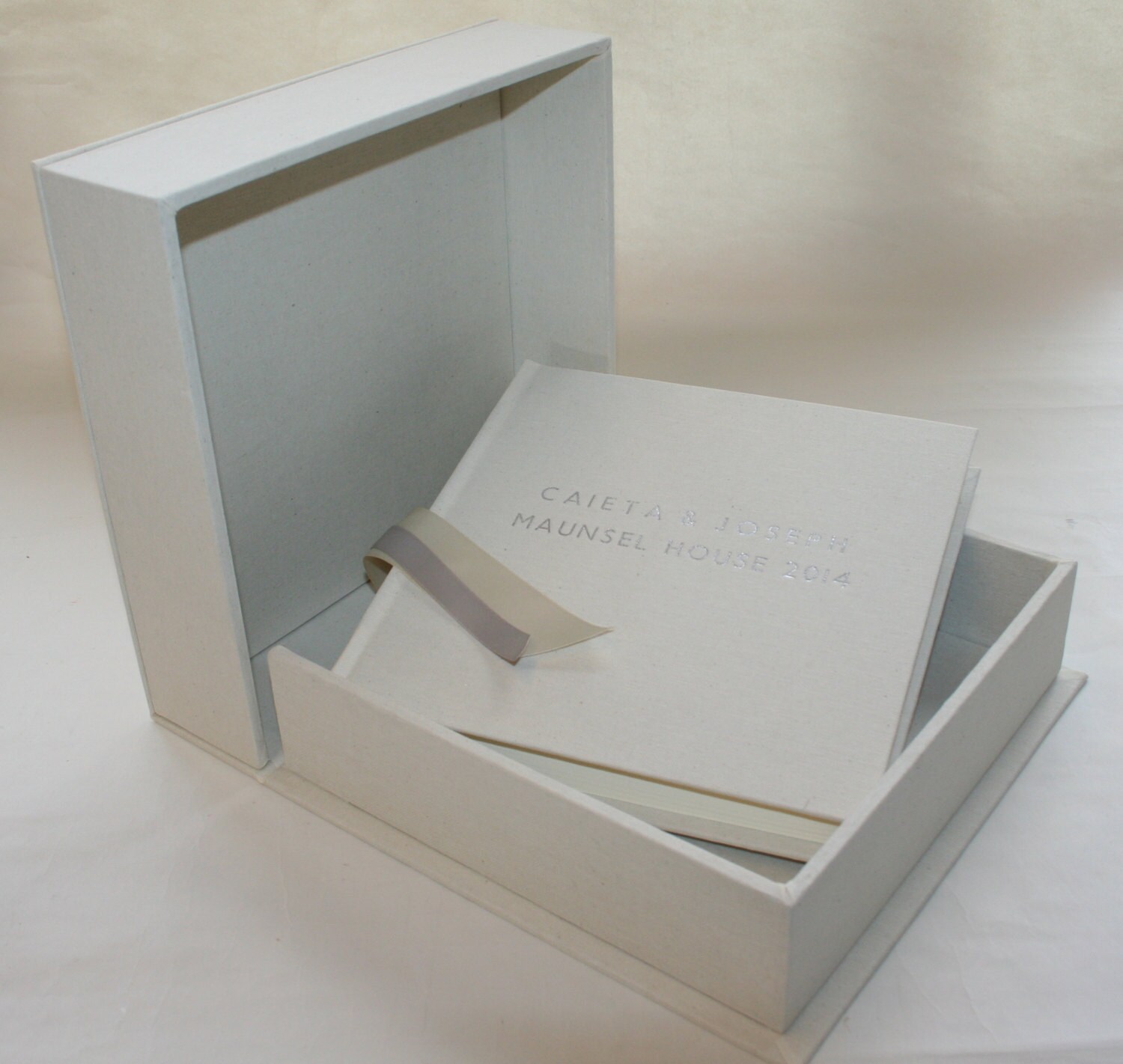 9 x 9 Bespoke wedding album & storage box bound in