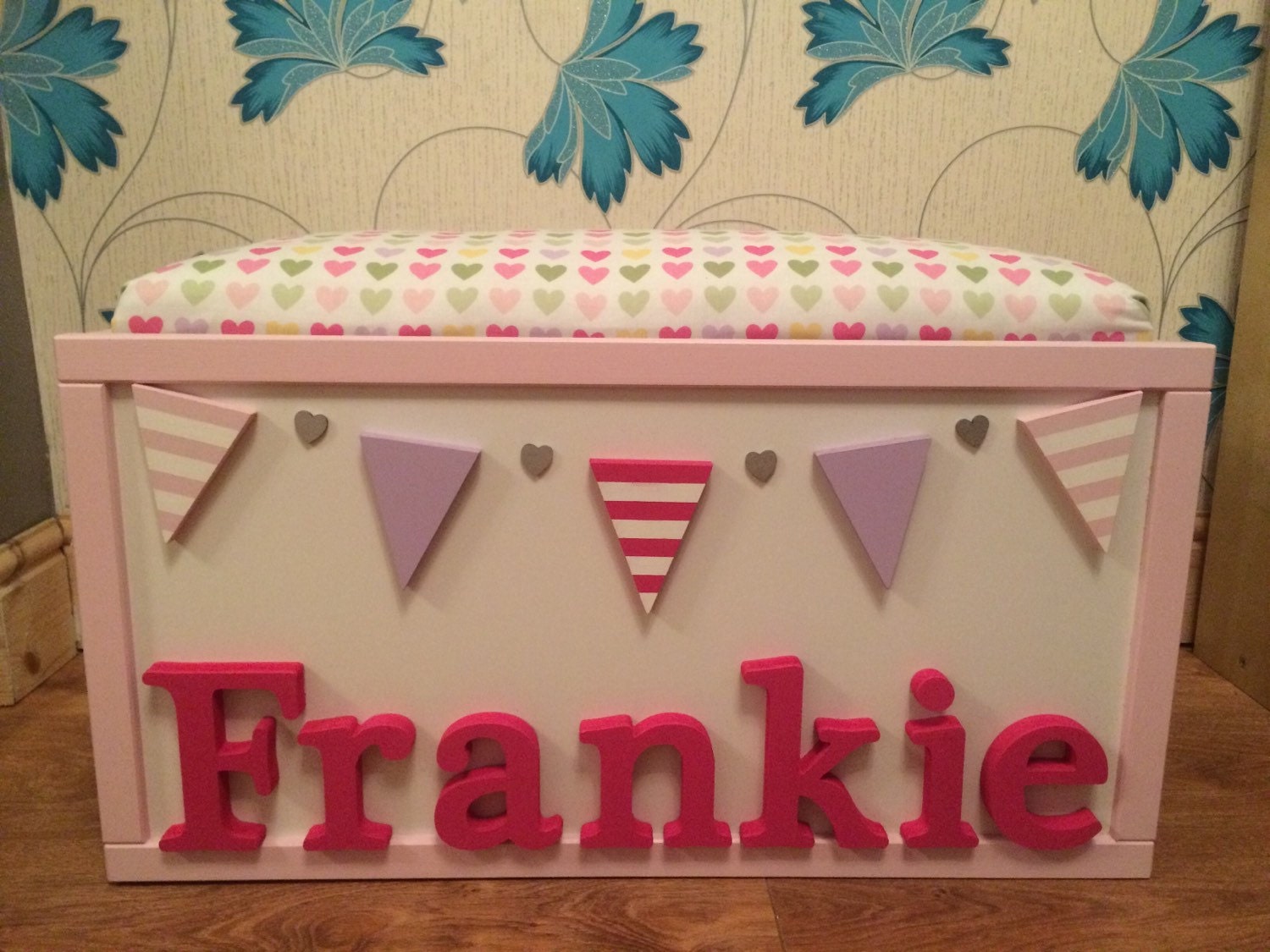 Personlised hand painted toy box made to your specifications