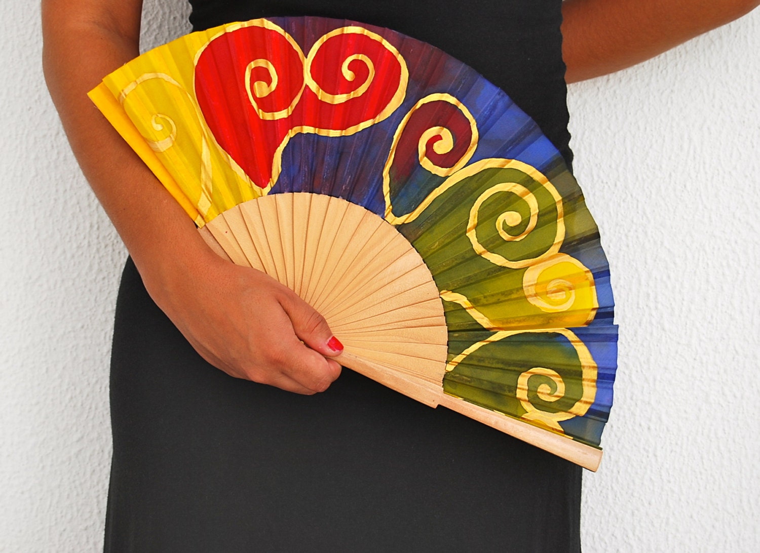 Hand painted silk fan by CircusArtesania on Etsy
