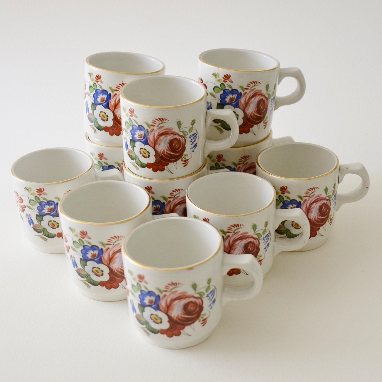 10 Vintage French Coffee Cups by continentalretro on Etsy