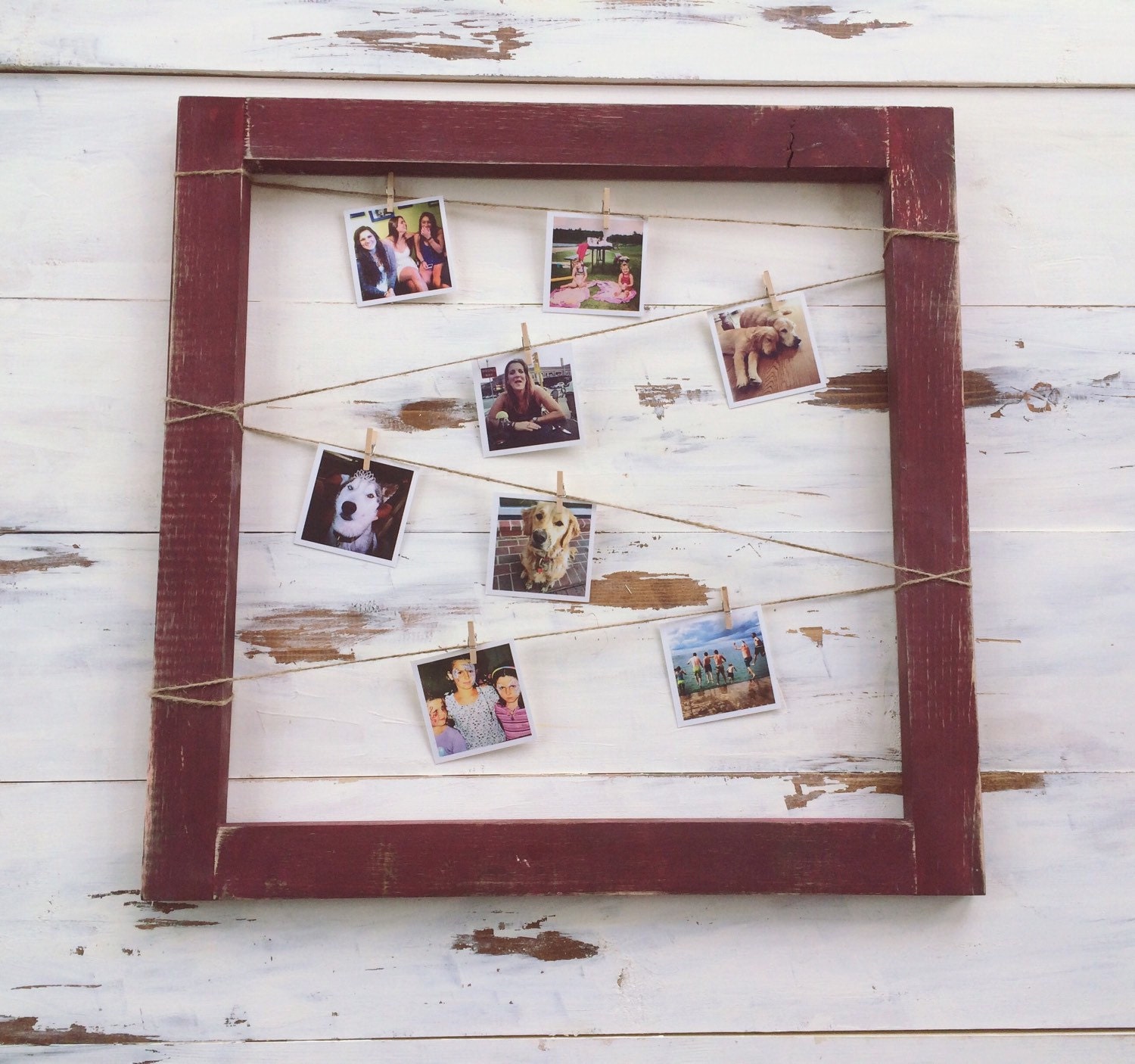 Rustic Wooden Picture Frame with Clothes Pins by RustiqueStudio