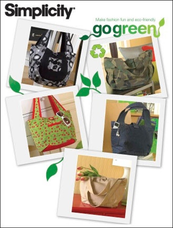 Reusable Shopping Bag, Tote Pattern .. Simplicity 2597 .. Go Green! .. 5 bags and totes - all w ...