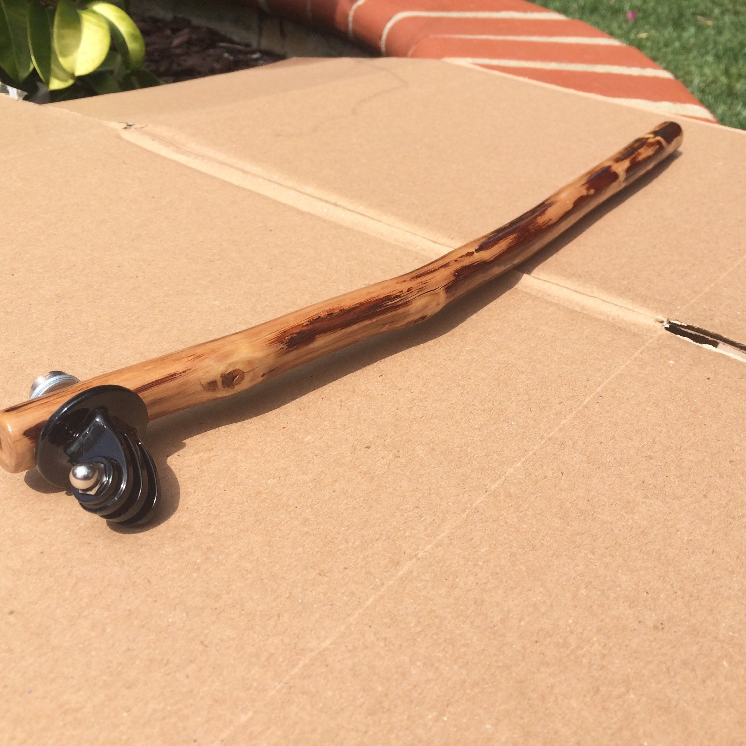 Natural wood selfie stick GoPro mount iphone by StickMounts