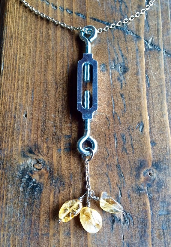 Handmade Stainless Steel Necklace with Hardware Pendant and