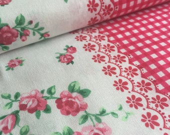 Flower Sugar Picnic Stripe RED Lecien Fabric