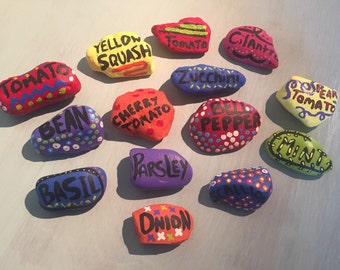 Items similar to Hand painted garden stones or markers, rock art ...