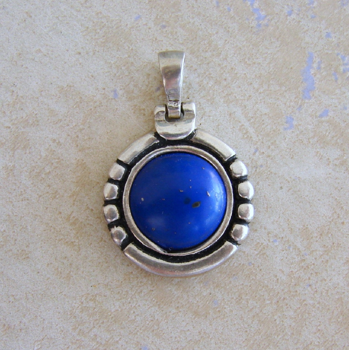 Blue Stone Sterling Silver Necklace Pendant or by Charmcrazey