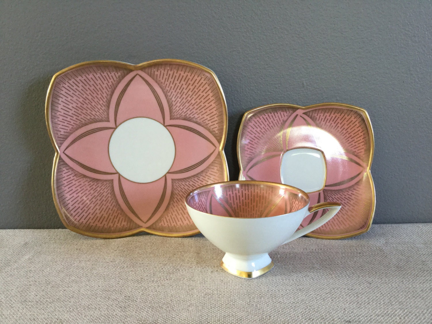 Vintage Bavarian Tea Cup and Saucer & Dessert Plate Set Alka