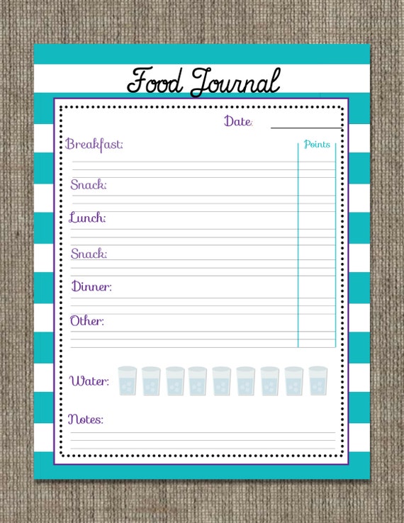 Printable Food Journal Instant Download by FoxyDesignCompany