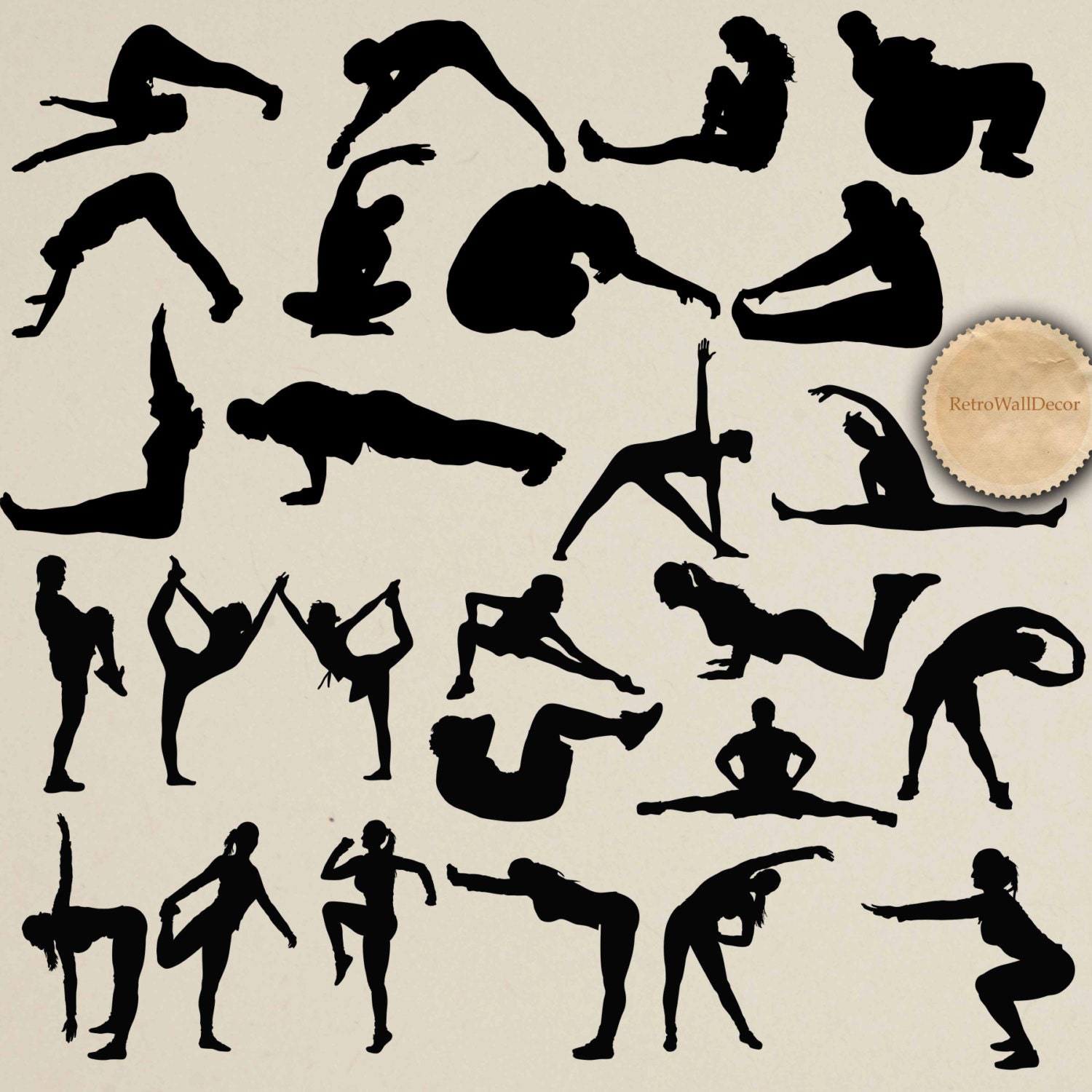 Workout Silhouettes Exercise Silhouettes Fitness Clip Art