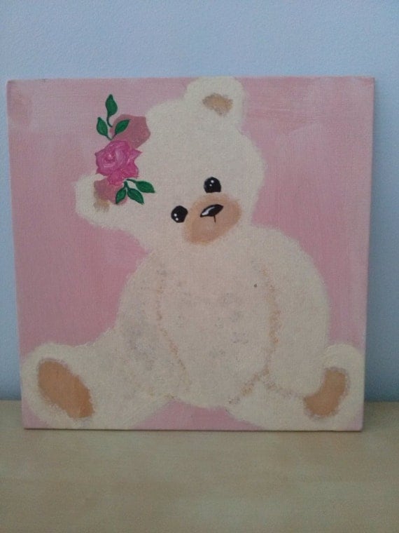 acrylic teddy bear painting by Sleepykoala2015 on Etsy