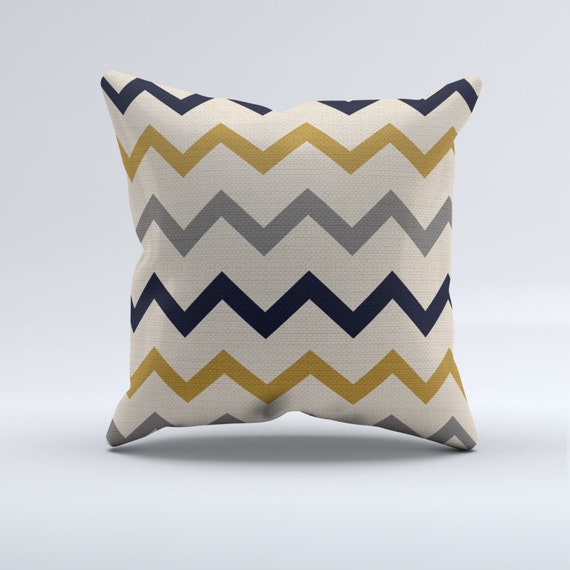 Mustard gray and blue chevron throw pillow throw pillows