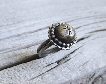 Asteri Ring // Sterling silver Starburst stacking ring. // Sterling Silver ring. Handmade silver ring. Starburst ring. Galaxy jewelry.
